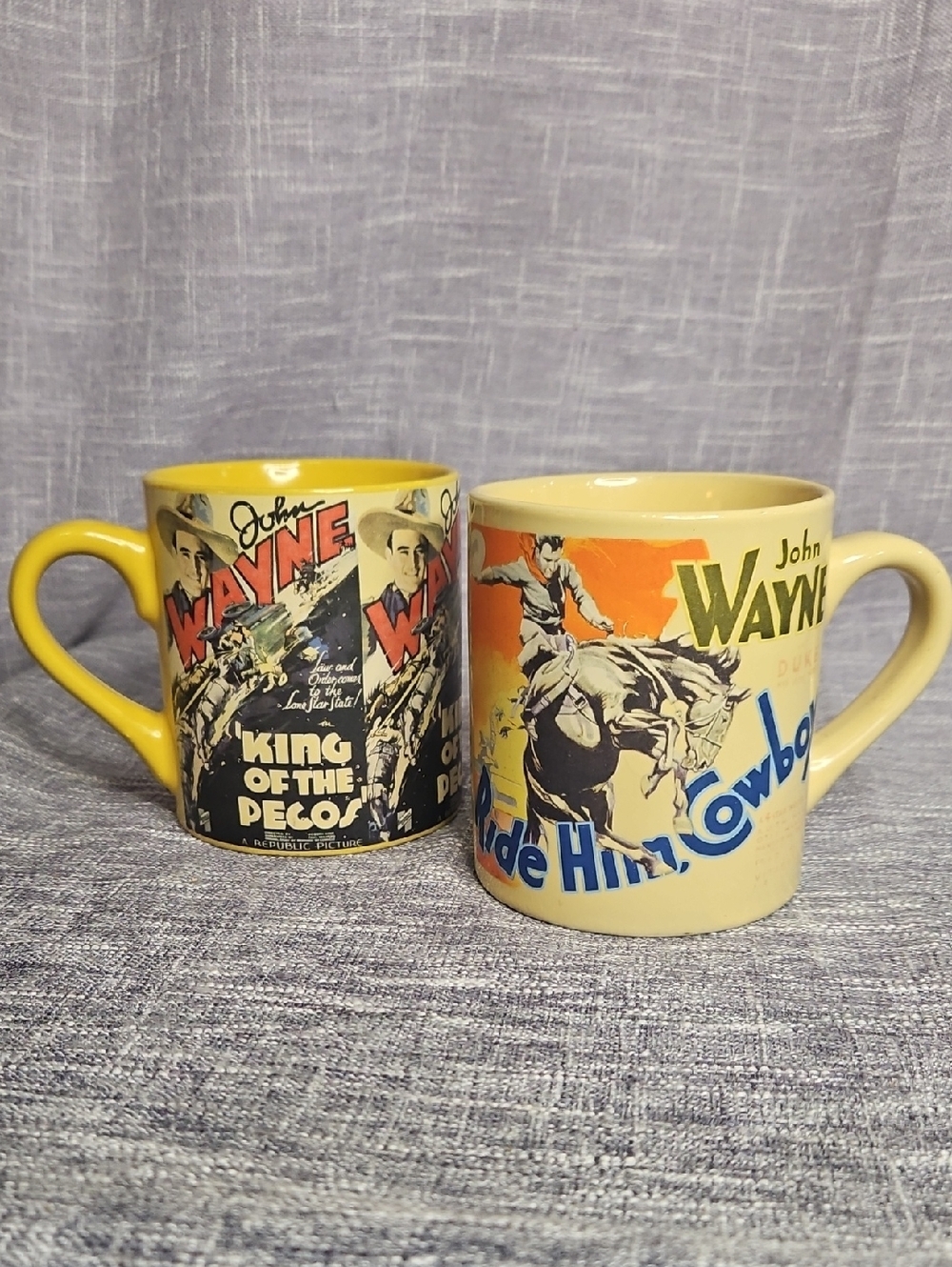 John Wayne Vintage 1980s "Radio Days" Movie Poster Ceramic Mug Set